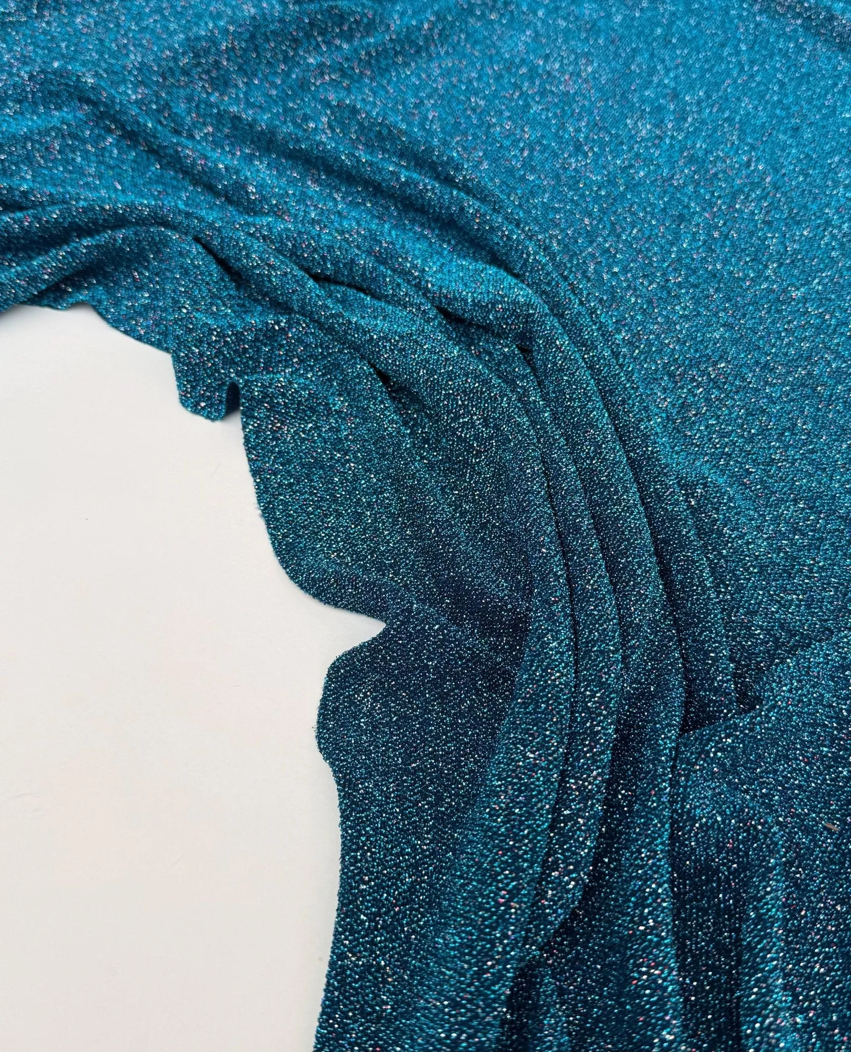 Turquoise 4 Way Stretch Lurex Fabric by The Yard Knit Spandex Shimmery Multi Color Blue Glitter Knit For Dressmaking Gown Backdrop Drapes