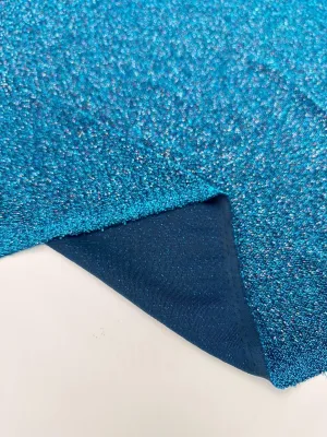 Turquoise 4 Way Stretch Lurex Fabric by The Yard Knit Spandex Shimmery Multi Color Blue Glitter Knit For Dressmaking Gown Backdrop Drapes
