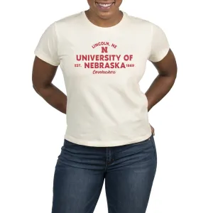 USCAPE University of Nebraska Banner High Waisted Tee, Vintage White