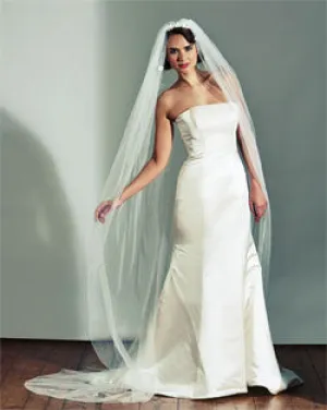 Veil - NOW ON SALE - italian tulle train length with scattered flowers - Canberra
