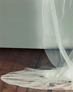 Veil - NOW ON SALE - italian tulle train length with scattered flowers - Canberra