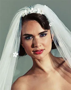 Veil - NOW ON SALE - italian tulle train length with scattered flowers - Canberra