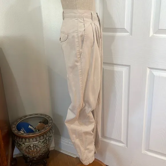Vintage dockers high waisted pleated front pants khaki 100% cotton women 4P