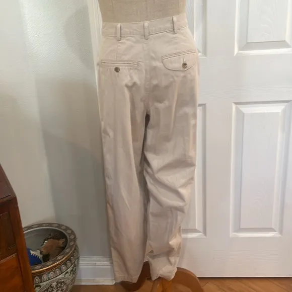 Vintage dockers high waisted pleated front pants khaki 100% cotton women 4P