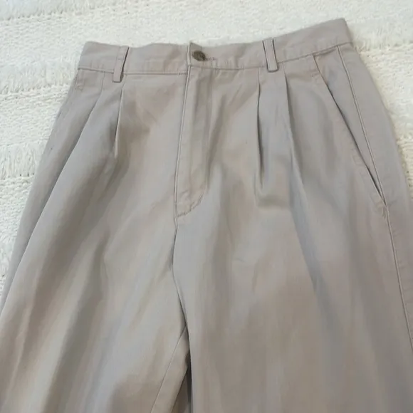 Vintage dockers high waisted pleated front pants khaki 100% cotton women 4P