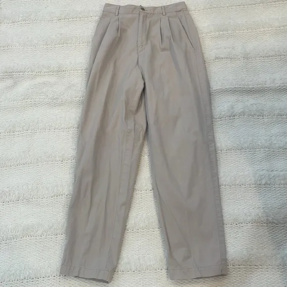 Vintage dockers high waisted pleated front pants khaki 100% cotton women 4P