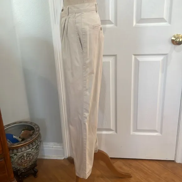 Vintage dockers high waisted pleated front pants khaki 100% cotton women 4P