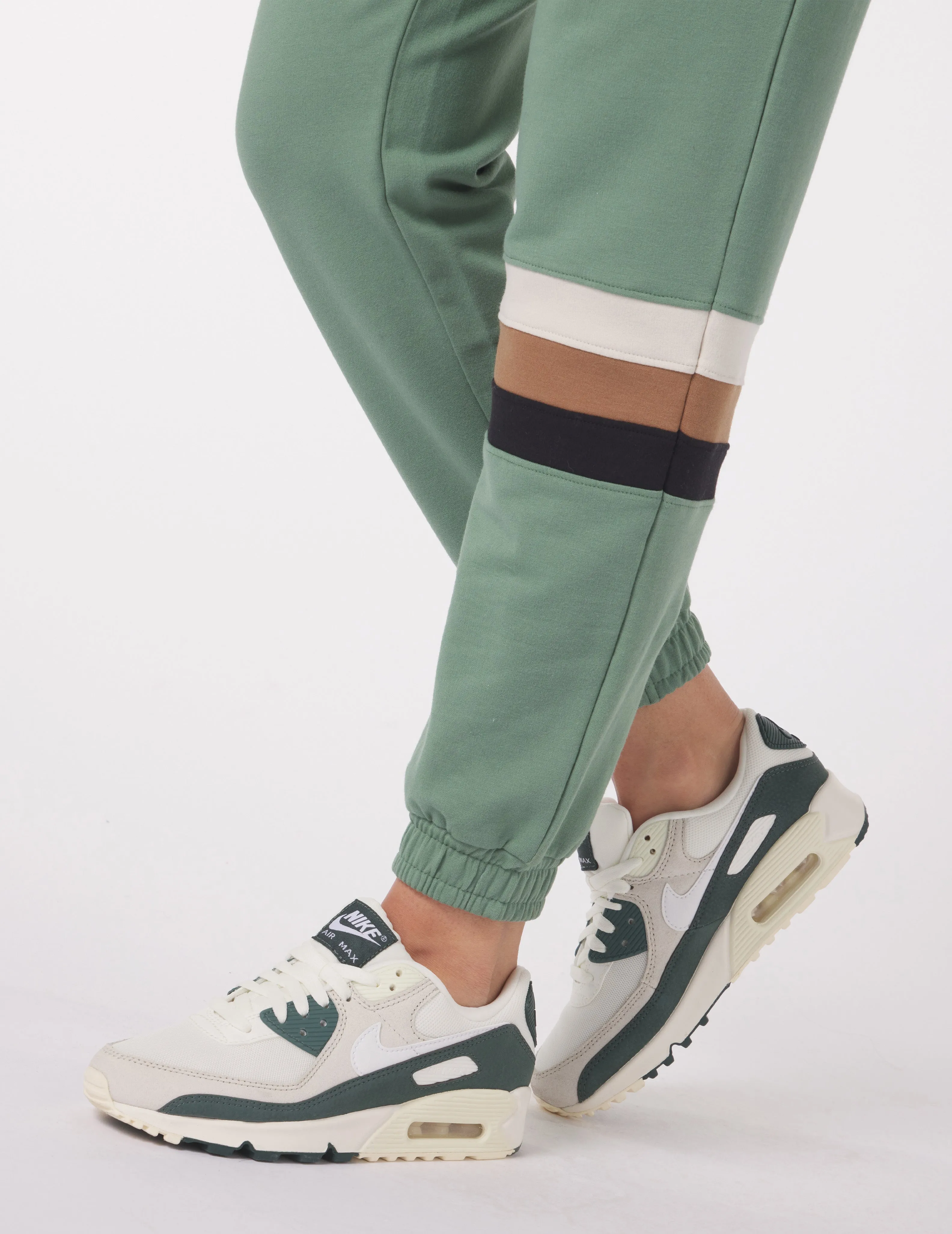 Vintage Oversized Jogger: Sage/Tonal Stripes