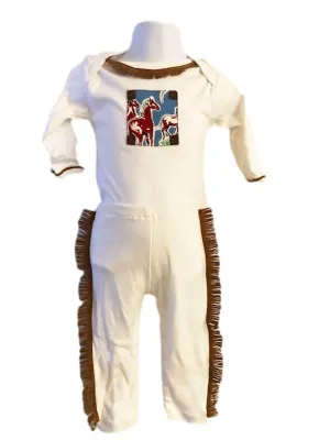 Western Theme Long Sleeve Baby Onesie and Pants with Fringe