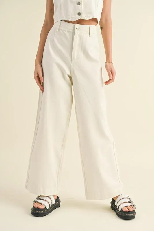 White Denim Down Crop