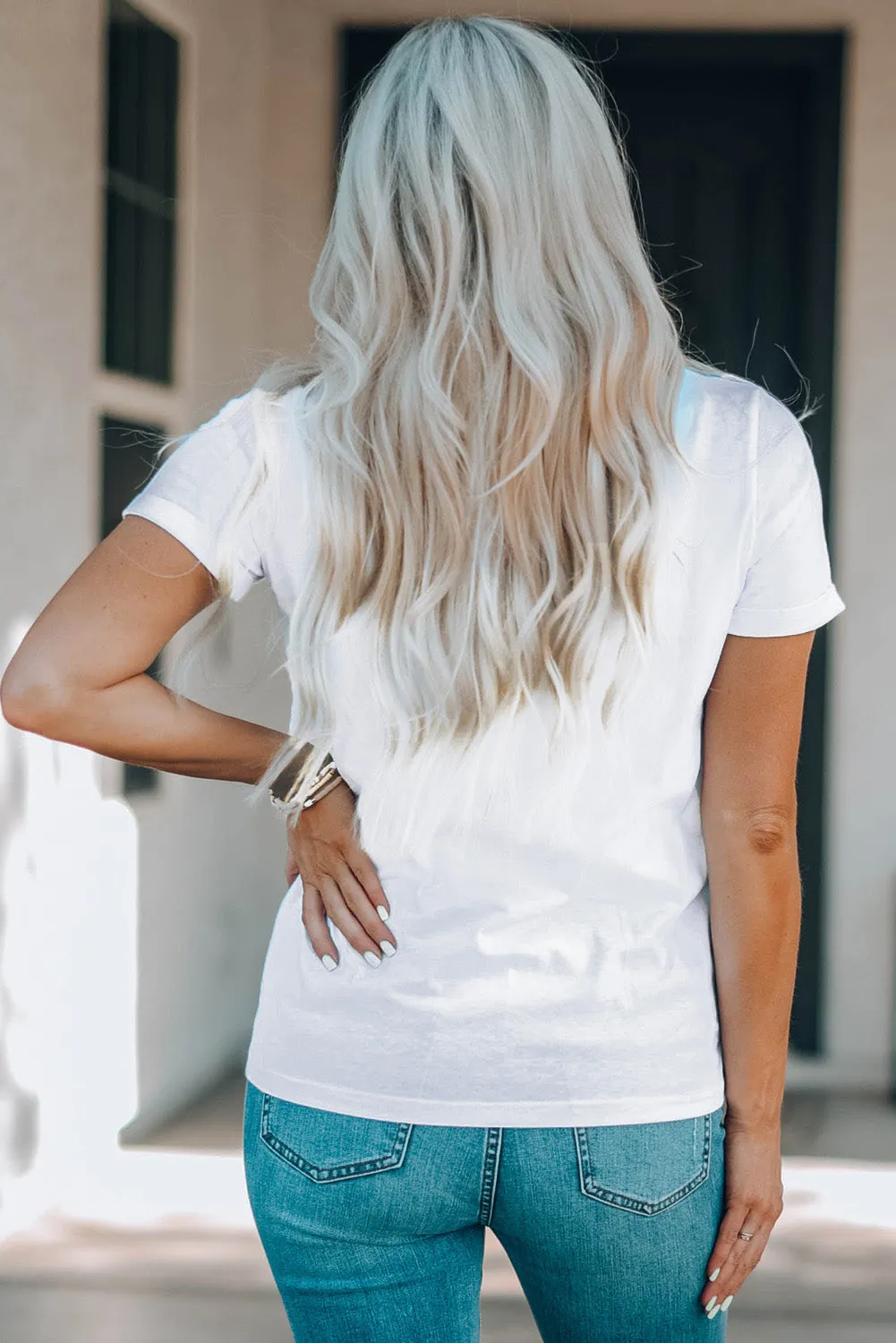 White FALL Vibe Leopard Print Crew Neck T Shirt