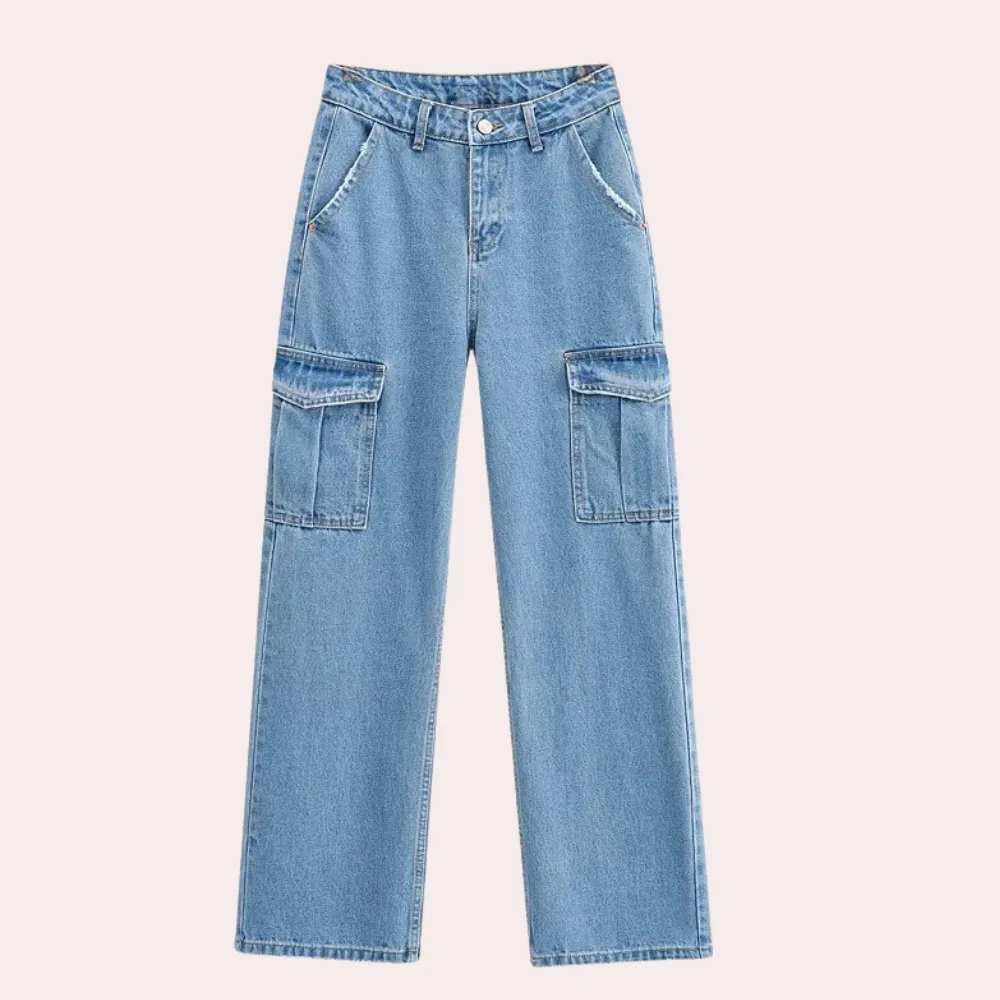 Women's fashionable Mailani cargo pants in denim