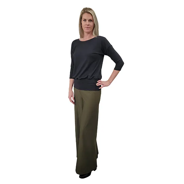 WOMEN'S PALAZZO PANTS KHAKI GREEN