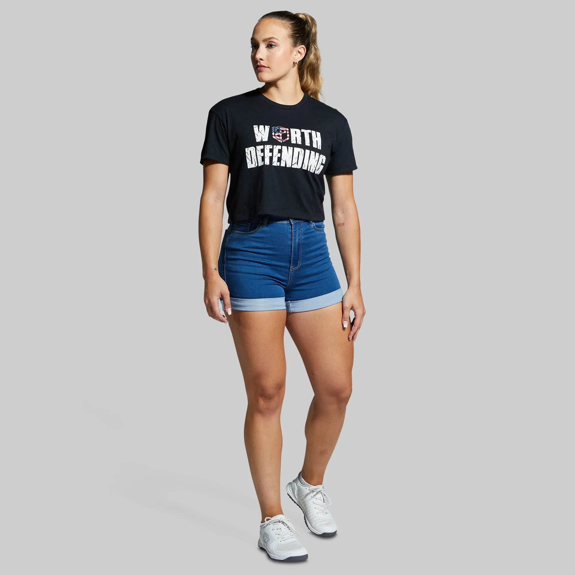 Worth Defending Crop Tee (Black)