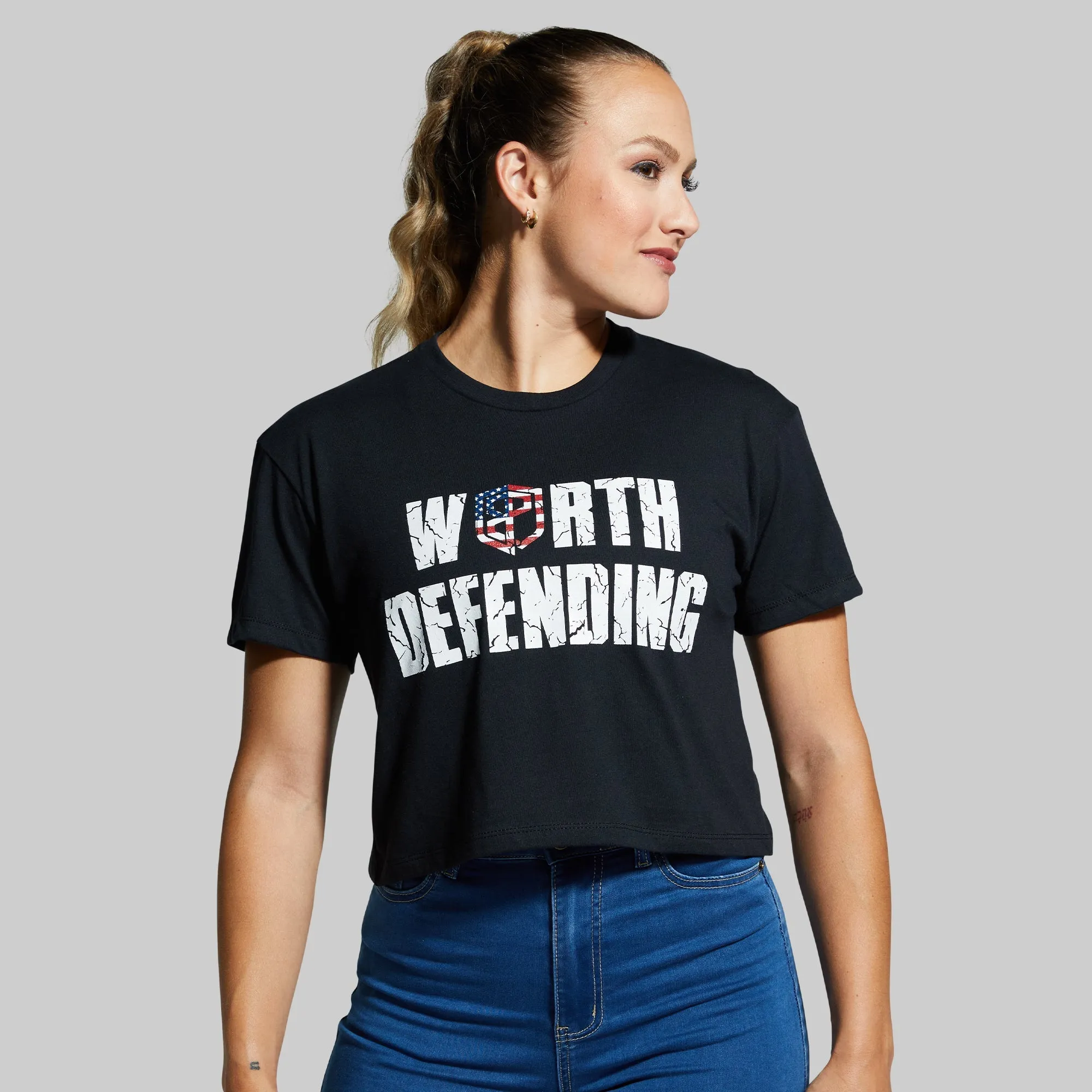 Worth Defending Crop Tee (Black)