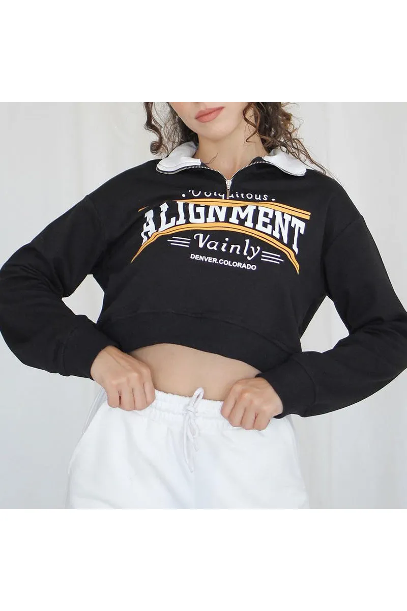 WQ3283 Zipper Polo Sweatshirt