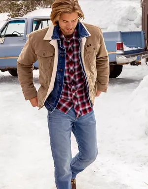 Wrangler Men's Cowboy Cut Sherpa Lined Corduroy Jacket in Nomad