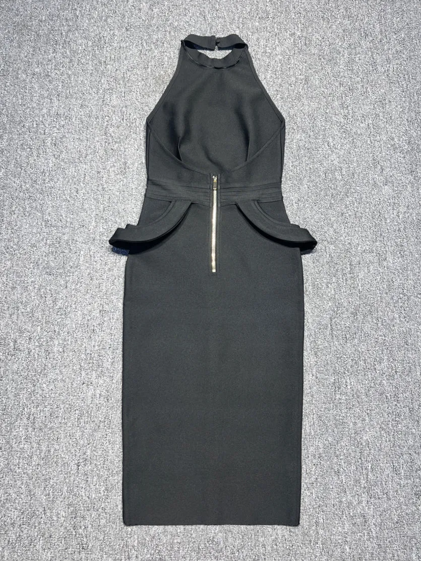 Zhivago Halter Midi Bandage Backless Dress