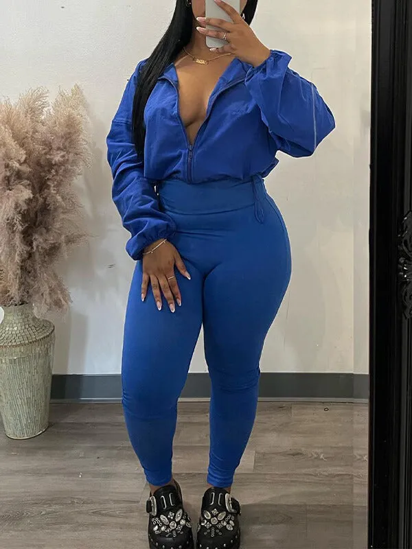 Zip-Front Jacket & Pants Set